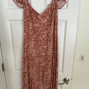 Reformation Burgundy and Cream Floral Dress